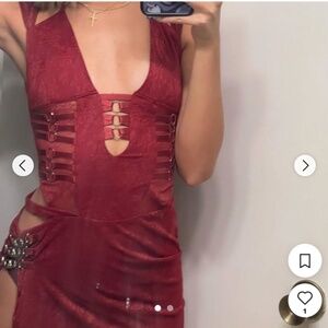 red mini dress by fashion nova - size xs